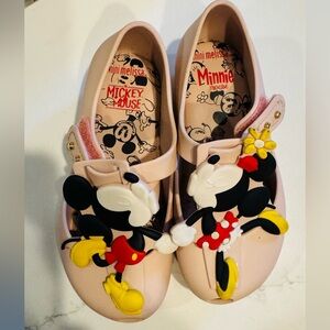 Mini Melissa Kids Minnie and Mickey Pink Dress Shoes Size 10